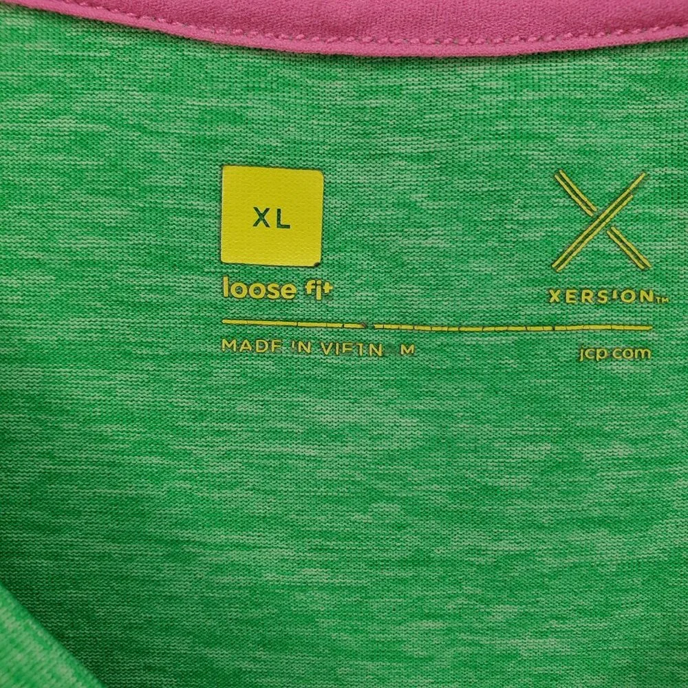 Green Xersion Short Sleeve Shirt Top Activewear V-neck Women's Size XL - Picture 3 of 5